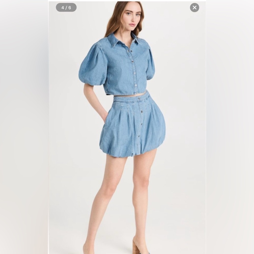 Jonathan Simkhai Blue Denim puff skirt